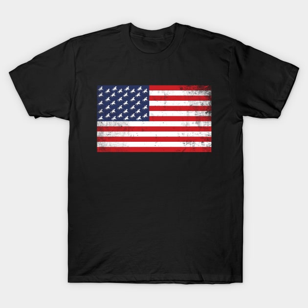 Horse Riding USA Flag Equestrian Horses Lover T-Shirt by Foxxy Merch